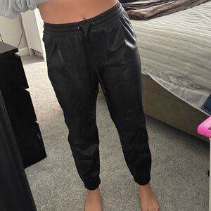 Zara Black Faux-Leather Jogger Trousers